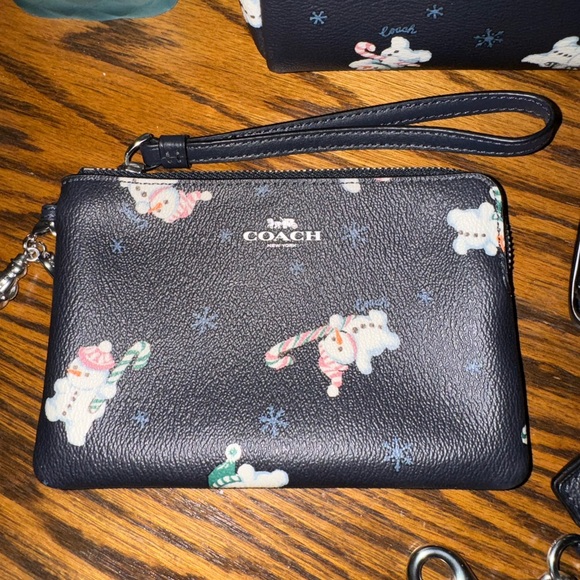 Coach Snowman Print Wallet, Wristlet, Picture Frame, & Makeup Bag Set - Picture 2 of 9